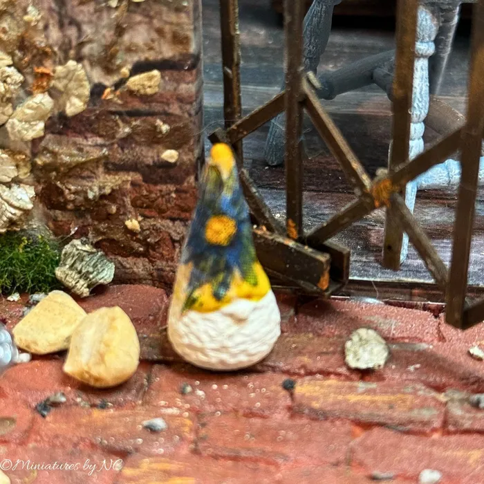 Portraits and Miniatures by NC Necklaces Miniature Garden Gnome for Dollhouse
