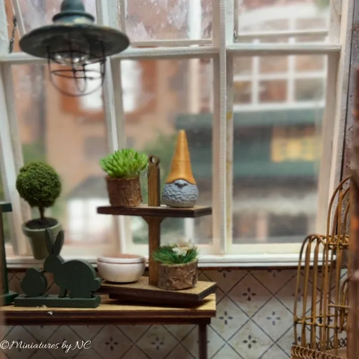 Portraits and Miniatures by NC Necklaces Miniature Garden Gnome for Dollhouse