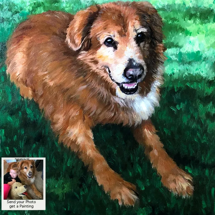 Portraits by NC Earrings Golden Retriever Dog Portrait in Oil