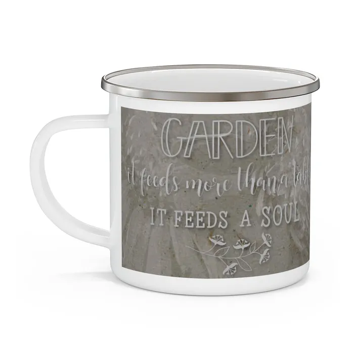 Portraits by NC Necklaces Enamel Camping Mug with Gardening Quote Gifts for Gardeners