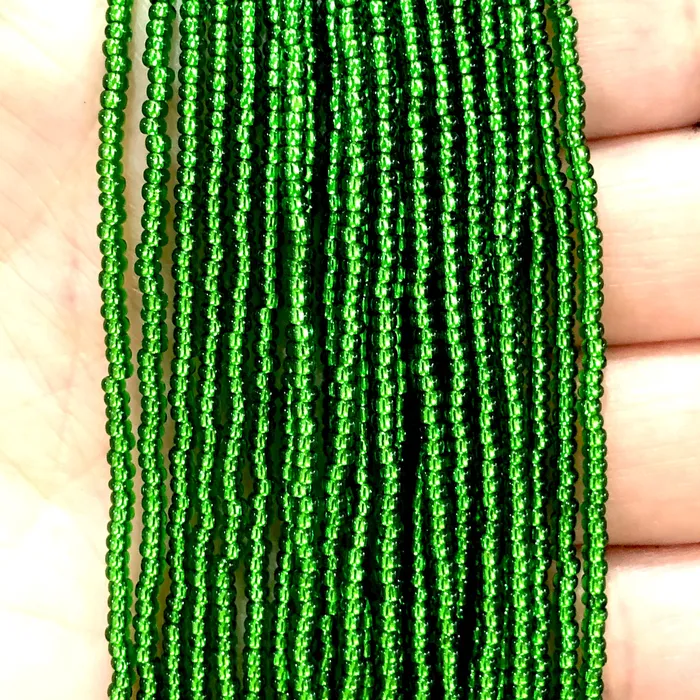 Preciosa Seed Beads 110 57120 Transparent Green Silver Lined PRCS110165 Peppy Beads Rings