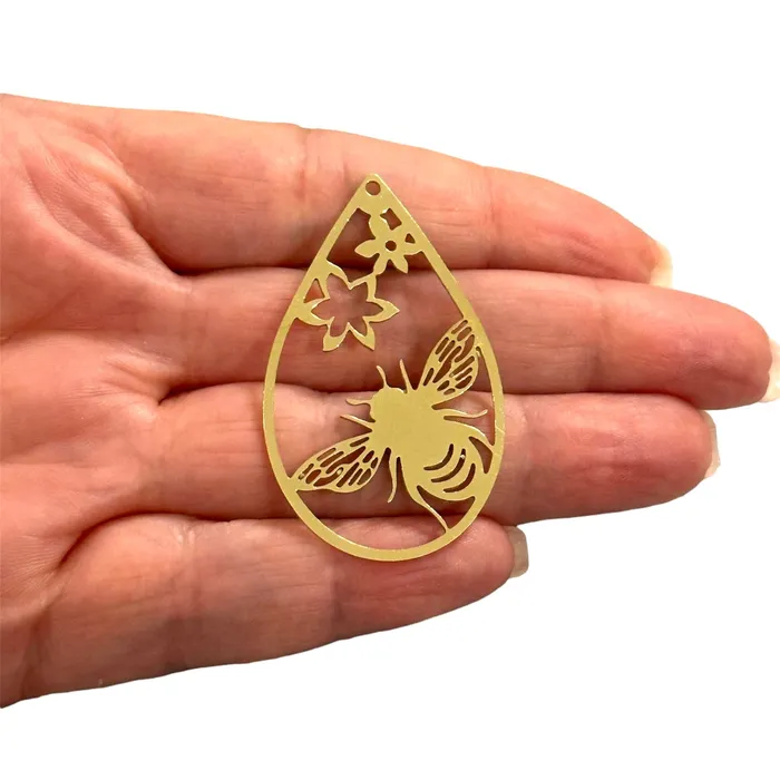 Raw Brass Bumblebee Drop Charm Laser Cut Bumblebee Drop Charm Peppy Beads Earrings Raw Brass Bumblebee Drop Charm Laser Cut Bumblebee Drop Charm Peppy Beads Earrings