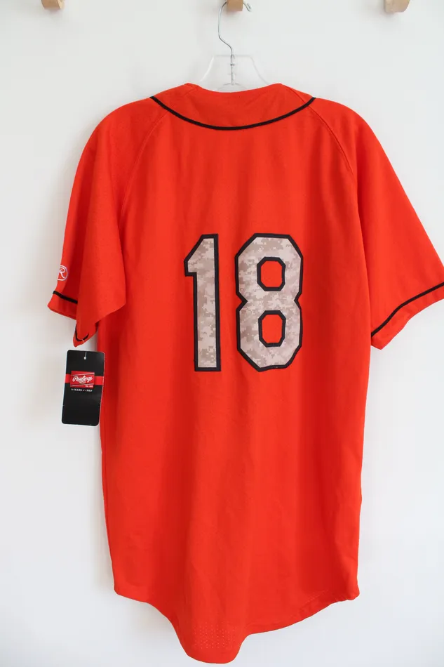 Rawlings Earrings NEW Rawlings 18 Bombers Orange Baseball Jersey M