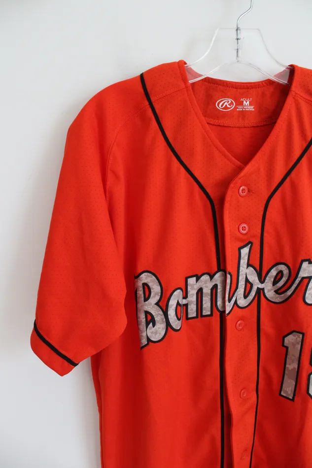 Rawlings Earrings NEW Rawlings 18 Bombers Orange Baseball Jersey M