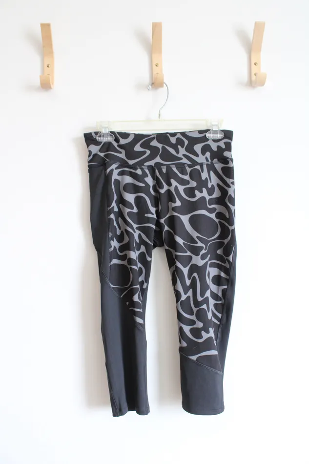 Reebok Rings Reebok Black Patterned Athletic Capri Leggings M