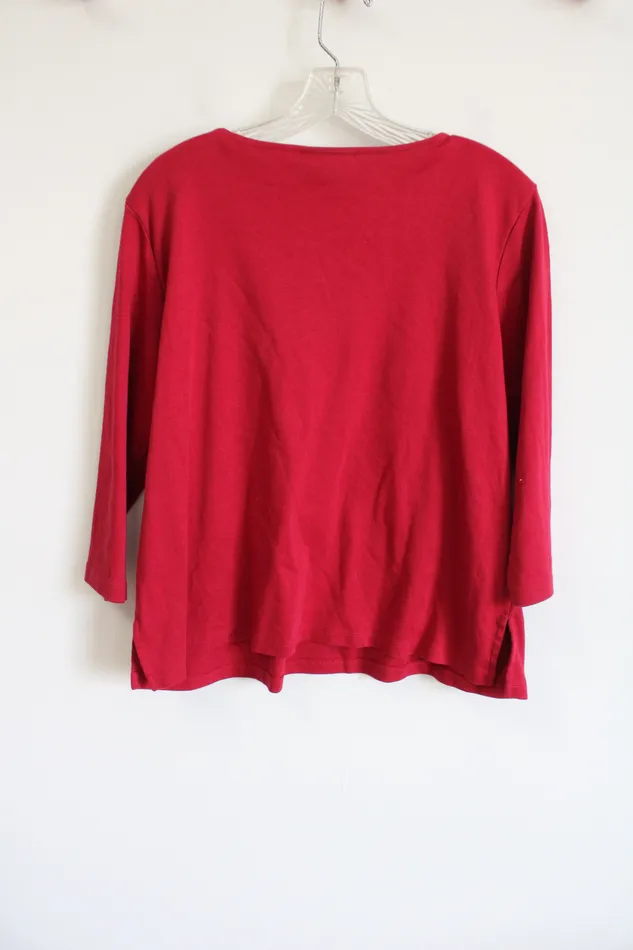 Rings Alfred Dunner Alfred Dunner Black Stitched Sequined Red Top XL Petite