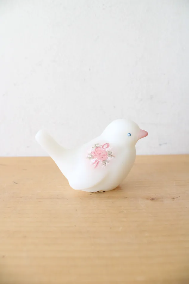 Rings Fenton Vintage Fenton Hand Painted Satin White Floral Glass Bird