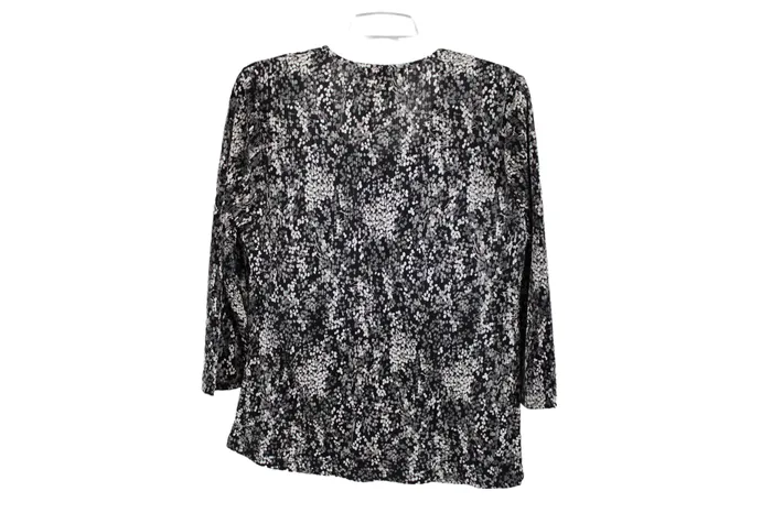 Rings JM Collection Black Pleated Blouse L JM Collection