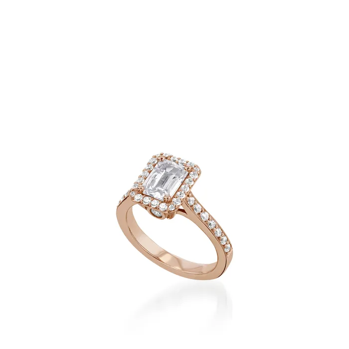 Rings John Atencio Satin Emerald Cut Yellow Gold Engagement Ring