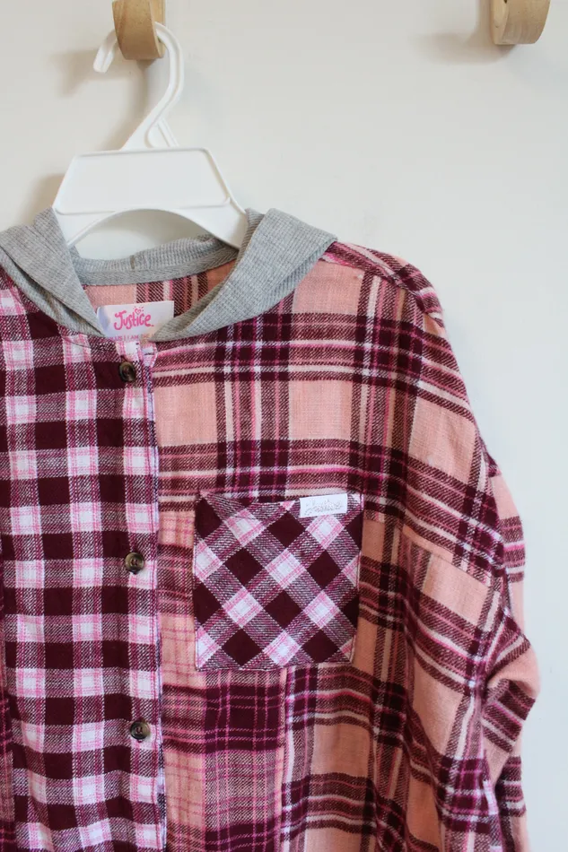 Rings Justice Justice Pink Gray TwoToned Flannel Hoodie Youth XL Plus 1820