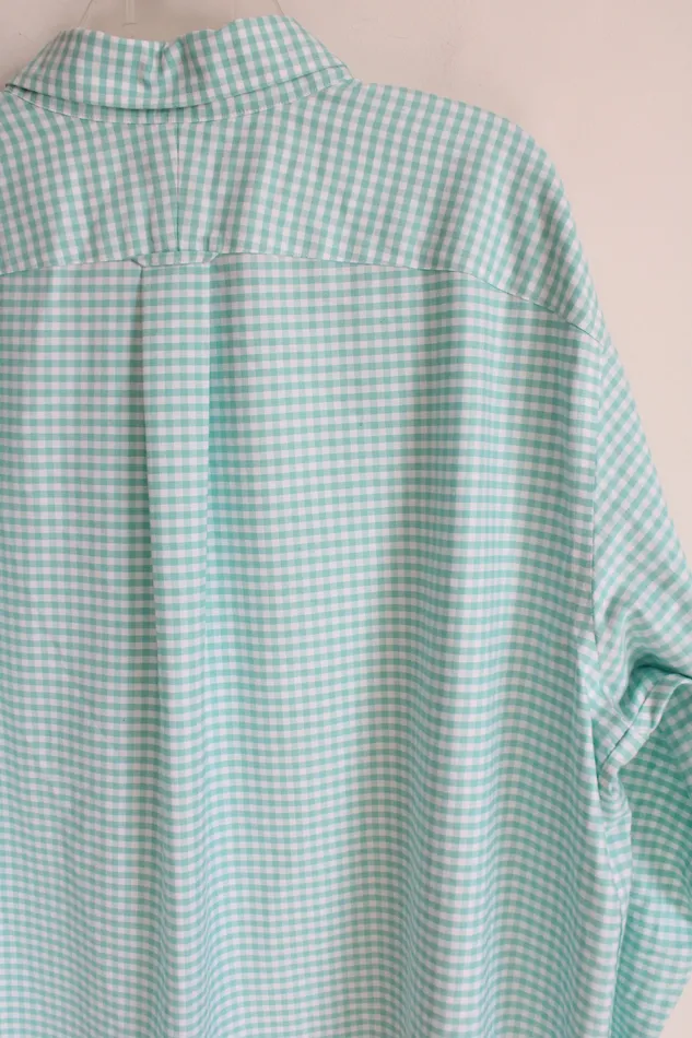 Rings Lands End Lands End Blue Gingham Plaid No Iron Oxford Sumpima Button Down Traditional Fit Shirt 1835T