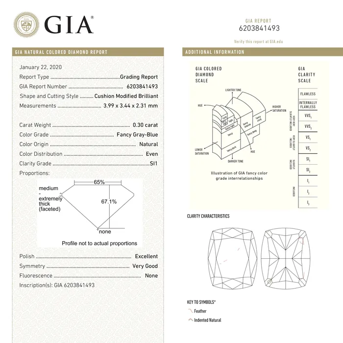 Rings Misfit Diamonds 030ct 399x344x231mm GIA SI1 Fancy GreyBlue Cushion Brilliant 2414201