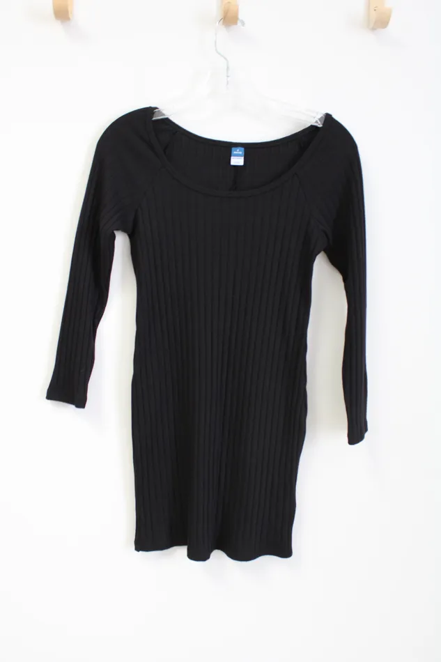 Rings Old Navy Old Navy Black Rib Fitted Long Sleeved Dress S Petite