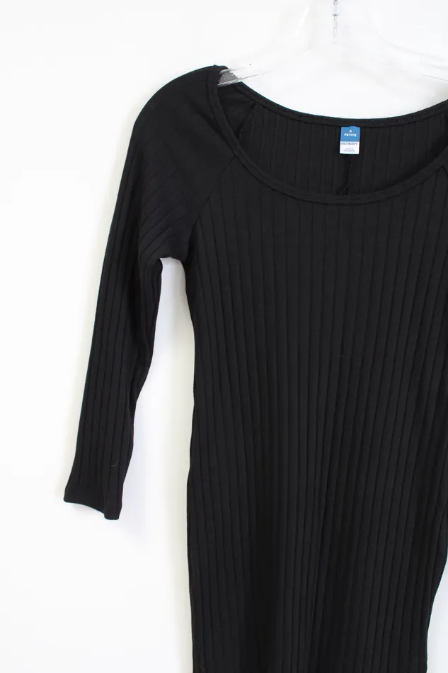 Rings Old Navy Old Navy Black Rib Fitted Long Sleeved Dress S Petite