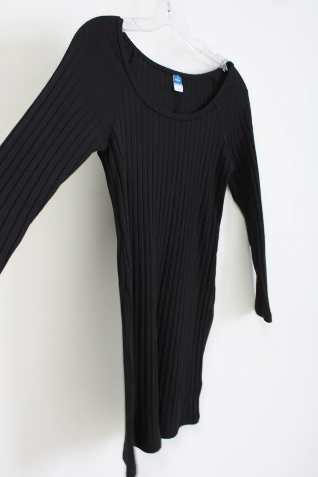 Rings Old Navy Old Navy Black Rib Fitted Long Sleeved Dress S Petite