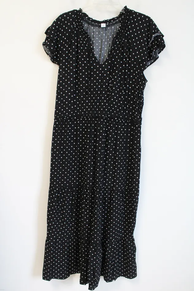 Rings Old Navy Old Navy Black White Polka Dotted Tiered Dress XL