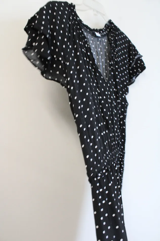 Rings Old Navy Old Navy Black White Polka Dotted Tiered Dress XL