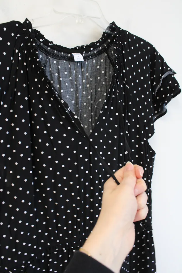 Rings Old Navy Old Navy Black White Polka Dotted Tiered Dress XL