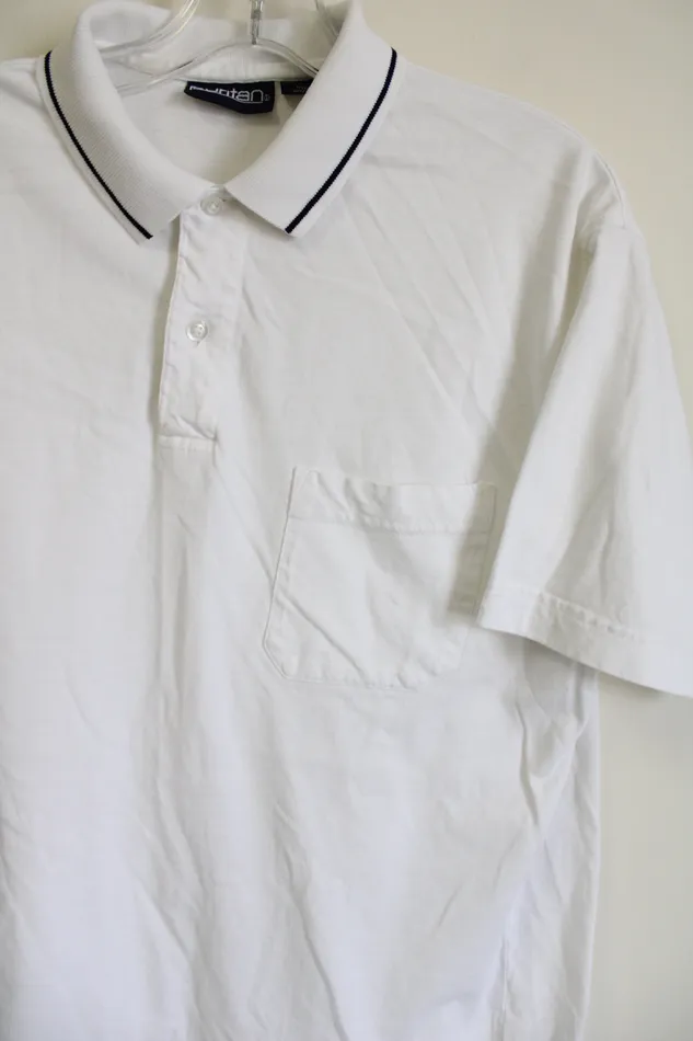 Rings Puritan Puritan White Cotton Polo Shirt L