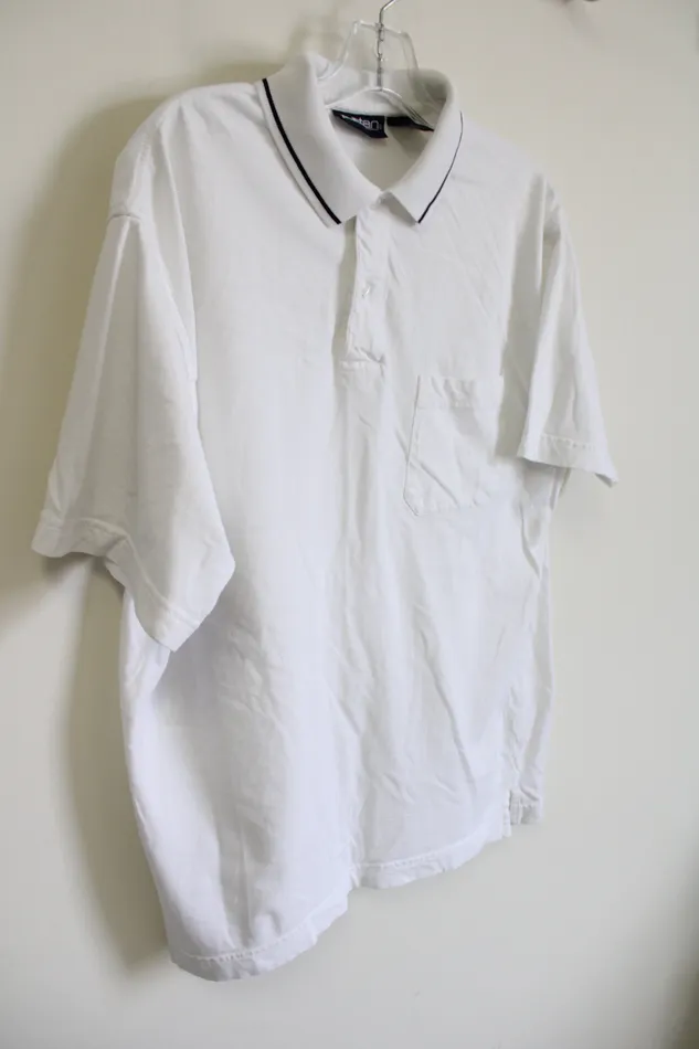 Rings Puritan Puritan White Cotton Polo Shirt L