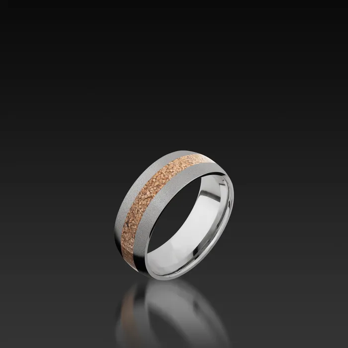 Rings Shop John Atencio Cobalt Chrome Domed Band with Dinosaur Bone