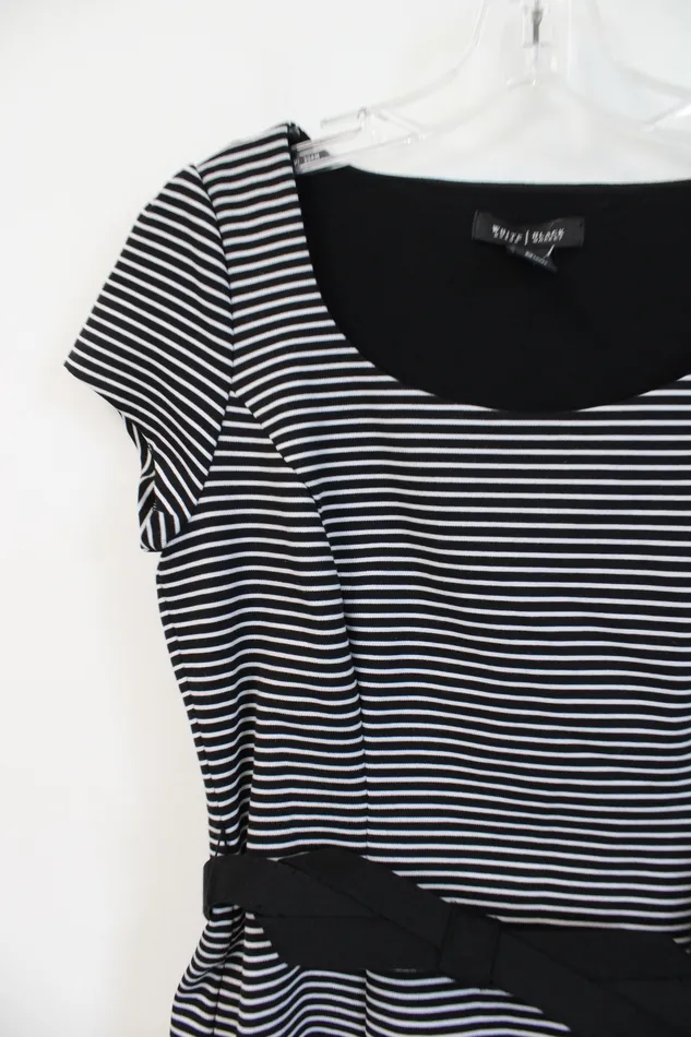 Rings White House Black Market White House Black Market Black White Striped Belted Top 4