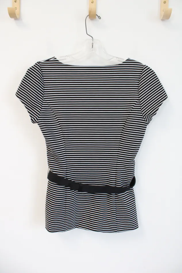 Rings White House Black Market White House Black Market Black White Striped Belted Top 4