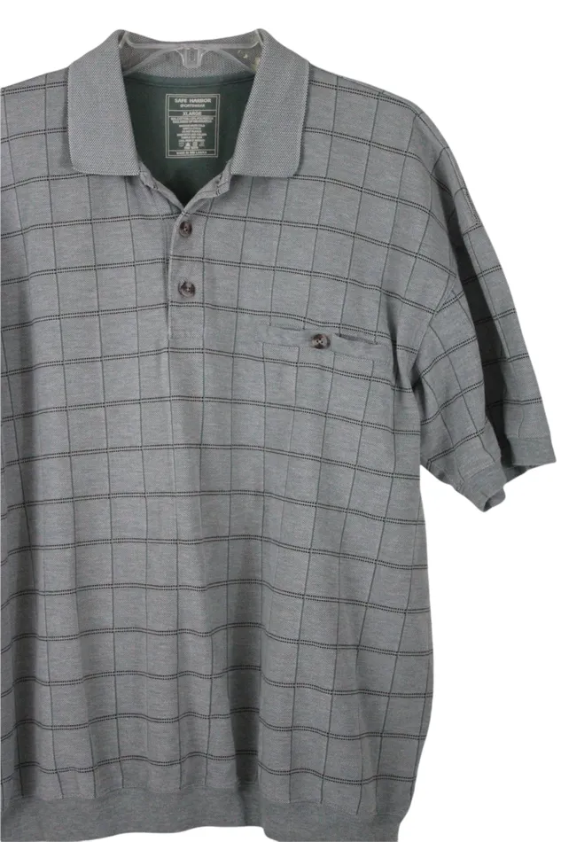 Safe Harbor Sportswear Blue Windowpane Polo XL Safe Harbor Rings