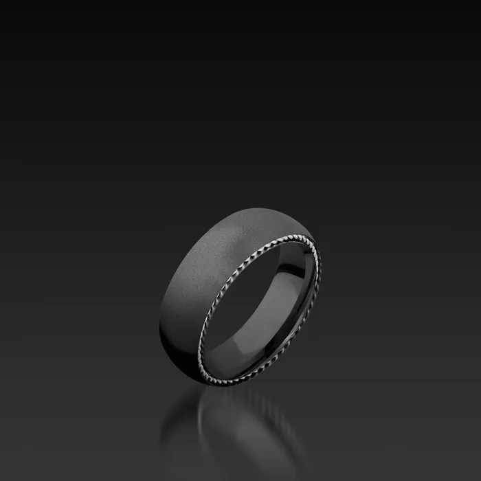 Shop John Atencio Rings Zirconium Domed Band with White Gold Inlay