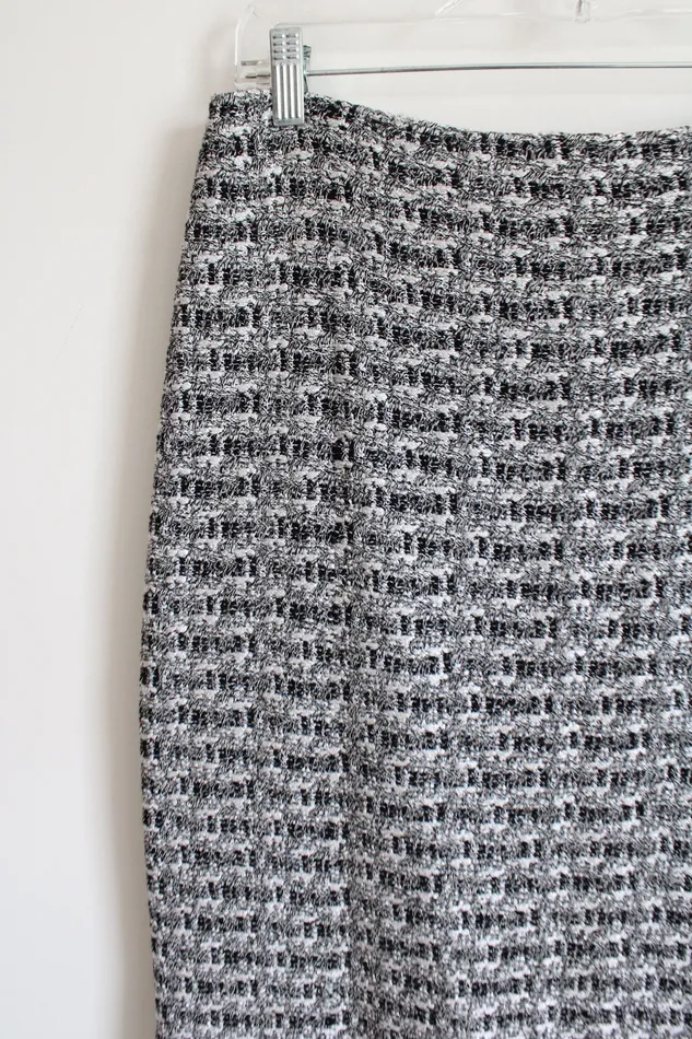 St John Rings St John Tweed Black White Silver Woven Pencil Skirt 