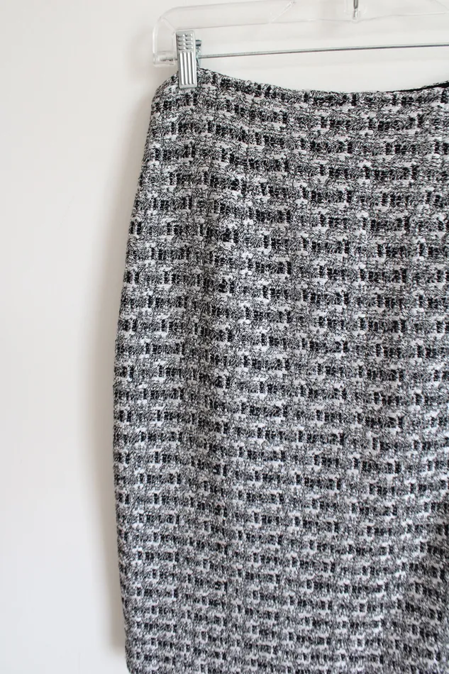 St John Rings St John Tweed Black White Silver Woven Pencil Skirt 