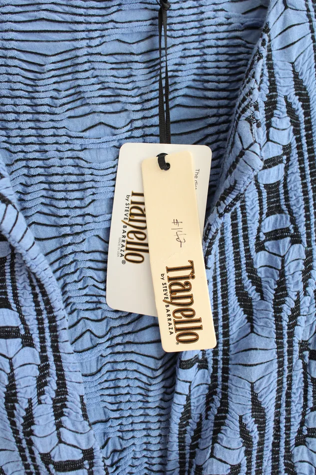 Tianello Rings NEW Tianello By Steve Barraza Ukah Knit Jacquard Tobie Blue Black Patterned Cardigan XL