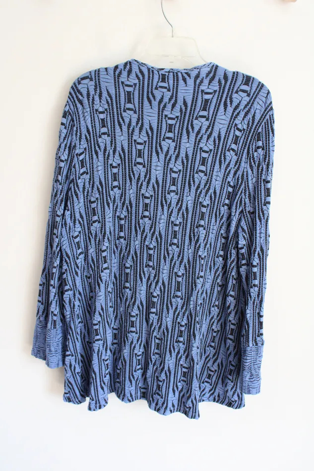 Tianello Rings NEW Tianello By Steve Barraza Ukah Knit Jacquard Tobie Blue Black Patterned Cardigan XL