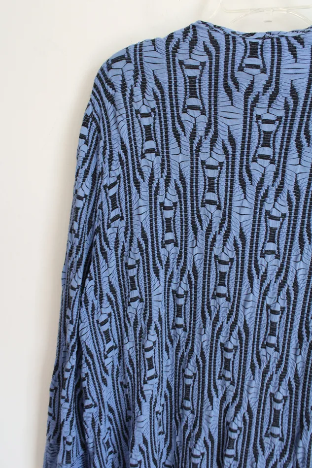 Tianello Rings NEW Tianello By Steve Barraza Ukah Knit Jacquard Tobie Blue Black Patterned Cardigan XL
