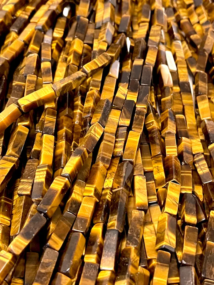 Tiger Eye 13x4mm Quadrangular Natural Gemstone Beads Tiger Eye Quadrangular Beads 30 Beads Peppy Beads Earrings