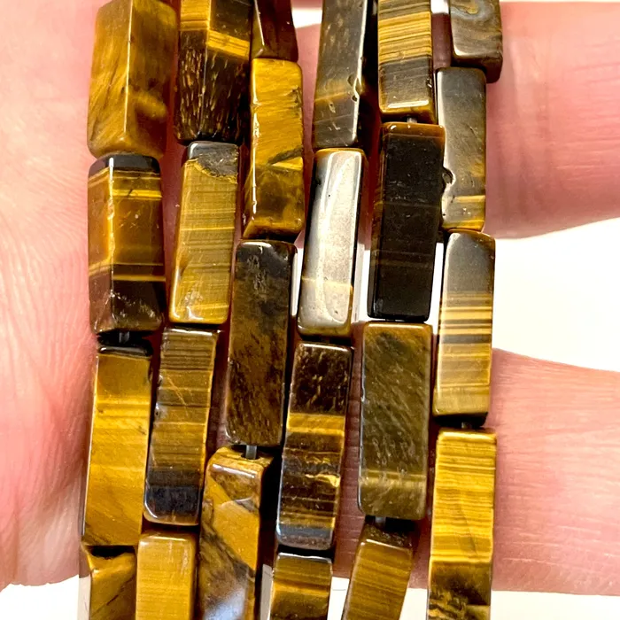 Tiger Eye 13x4mm Quadrangular Natural Gemstone Beads Tiger Eye Quadrangular Beads 30 Beads Peppy Beads Earrings