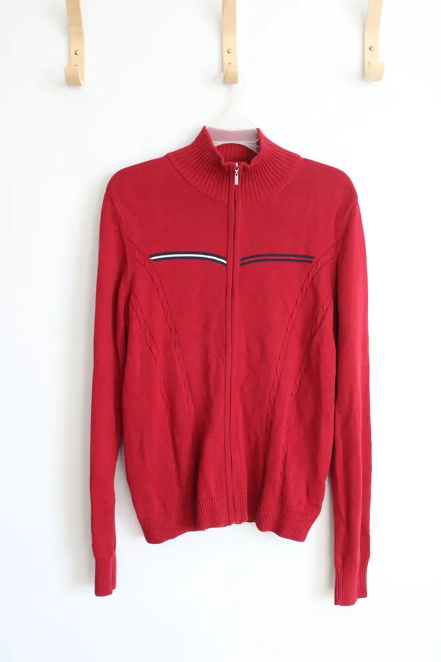 Tommy Hilfiger Red Mock Neck ZipUp Sweater XL Tommy Hilfiger Earrings