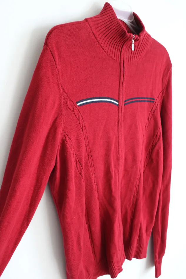 Tommy Hilfiger Red Mock Neck ZipUp Sweater XL Tommy Hilfiger Earrings