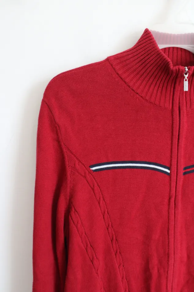 Tommy Hilfiger Red Mock Neck ZipUp Sweater XL Tommy Hilfiger Earrings