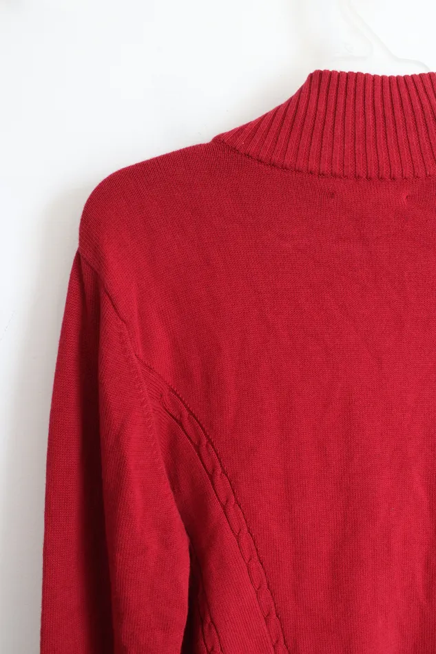 Tommy Hilfiger Red Mock Neck ZipUp Sweater XL Tommy Hilfiger Earrings