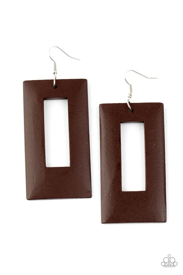 Totally Framed Brown Paparazzi Accessories Earrings