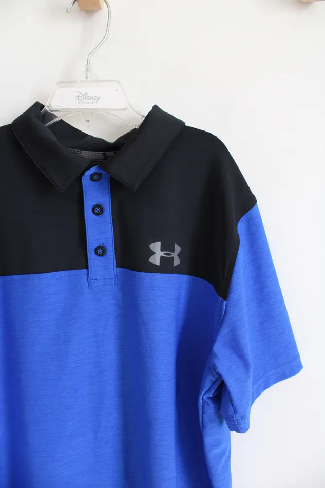Under Armour Loose Fit Blue Black Polo Shirt Youth XL 1820 Under Armour Rings