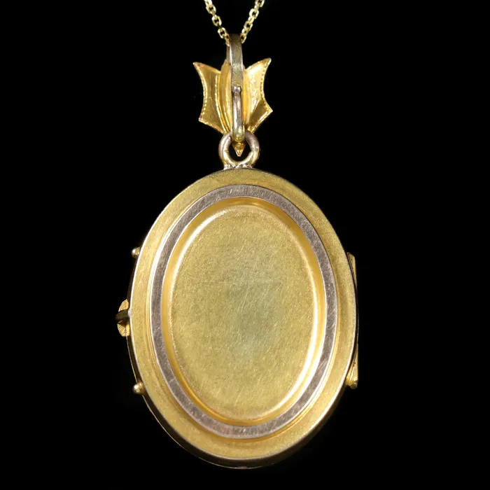 Victorian 10K Yellow Gold Cameo Locket Pendant OTC Necklaces