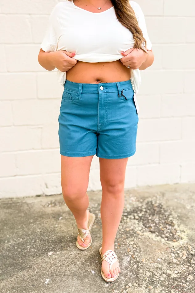 Zenana Earrings Zenana Kallen Shorts Dusty Teal