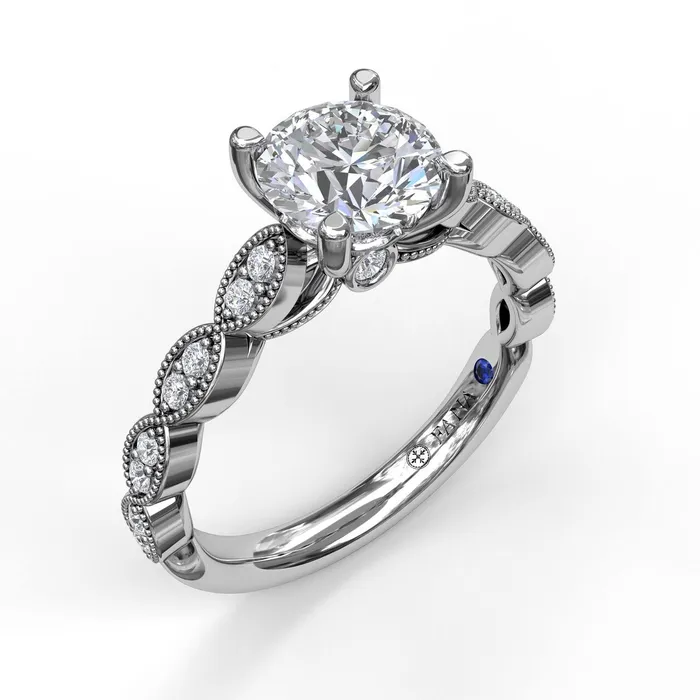 14K White Gold Diamond SemiMounting Fana Necklaces
