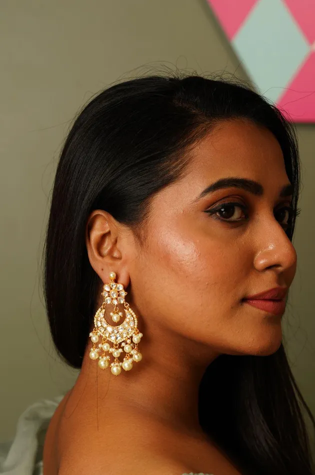 Aarushi MidSized Chandbali attrangi1 Earrings
