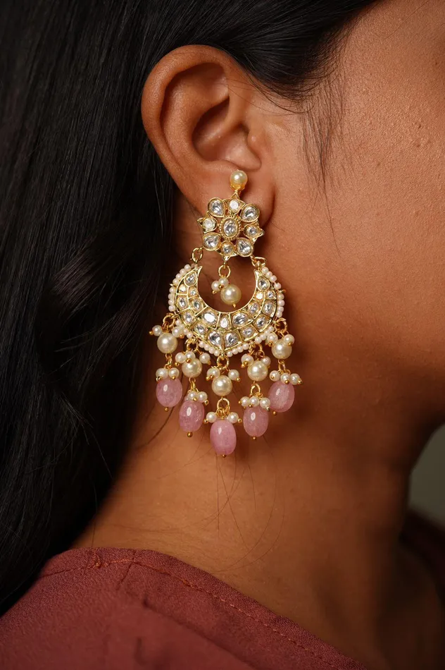 Aarushi MidSized Chandbali attrangi1 Earrings