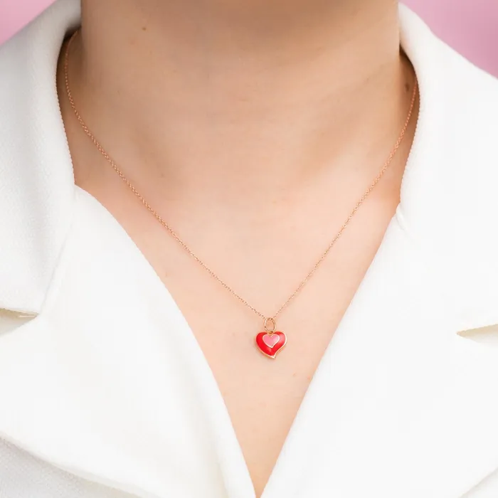Alexis Jae Necklaces Red Enamel Heart Necklace