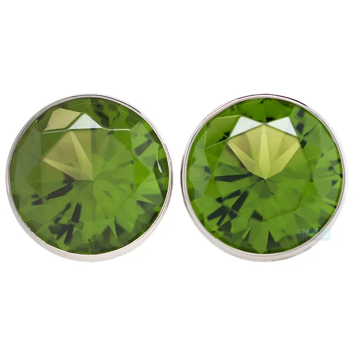 Anatometal Necklaces Single Gem BIG BLING Plugs Eyelets with BrilliantCut Gem Peridot Anatometal Necklaces Single Gem BIG BLING Plugs Eyelets with BrilliantCut Gem Peridot