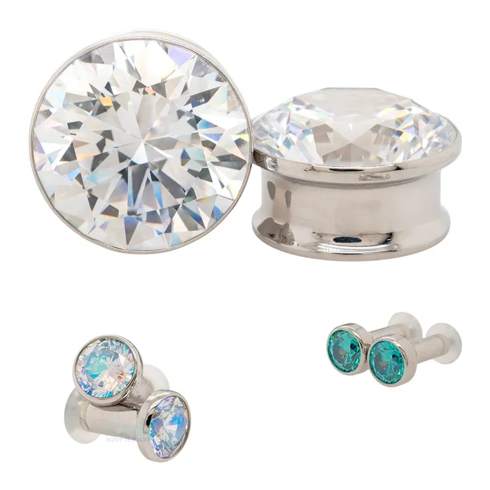 Anatometal Necklaces Single Gem BIG BLING Plugs Eyelets with BrilliantCut Gem Peridot